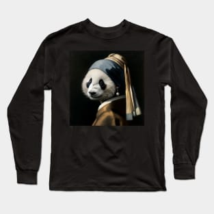 Wildlife Conservation - Pearl Earring Giant Panda Meme Long Sleeve T-Shirt